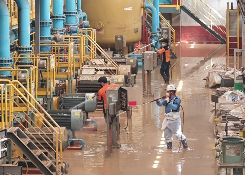 포스코 포항제철소 침수피해 복구 작업