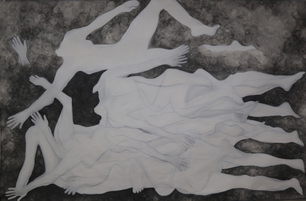 머리없는.생각없는 껍데기_자화상,249.0x166.0cm,면천캔버스에 혼합재료,2023/사진제공=박지영 작가