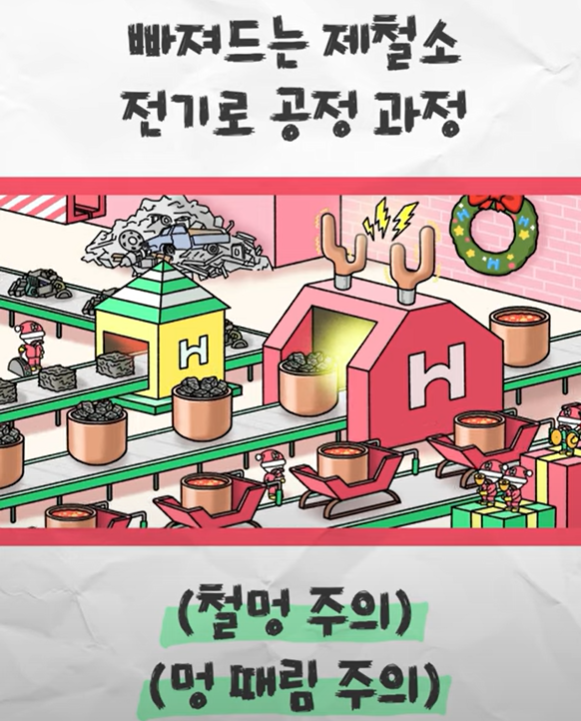 '크리스마스엔 현대제철 전기로 철멍' 유튜브 영상 갈무리.