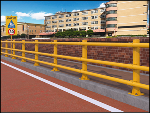 포스코가 한국도로시설안전산업협회와 공동개발한 스쿨존 보도용 차량방호울타리 예상 모습. 포스코 제공.