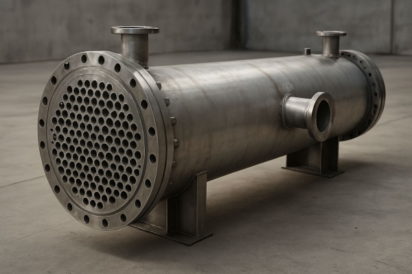 열교환기 중에서도 가장 일반적인 셸앤튜브형 열교환기 이미지. /이해를 돕기 위해 생성형 AI로 만든 이미지