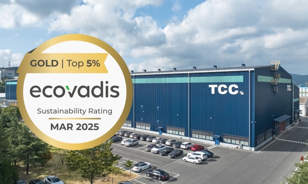 TCC스틸이 에코바디스 ESG평가에서 상위 5% 이내 해당하는 골드 등급을 획득했다.