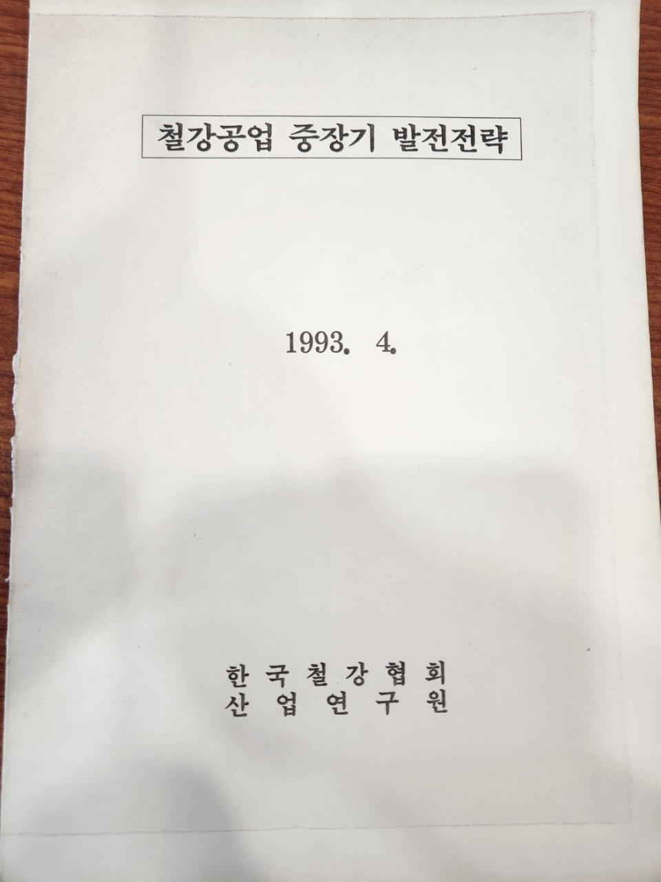 철강협회와 산업연구원이 1993년 4월 발표한 ‘철강공업 중장기 발전전략’