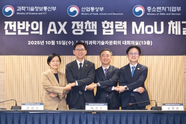 산업 전반의 AX 정책 협력 업무협약 체결식. (사진=과학기술정보통신부)