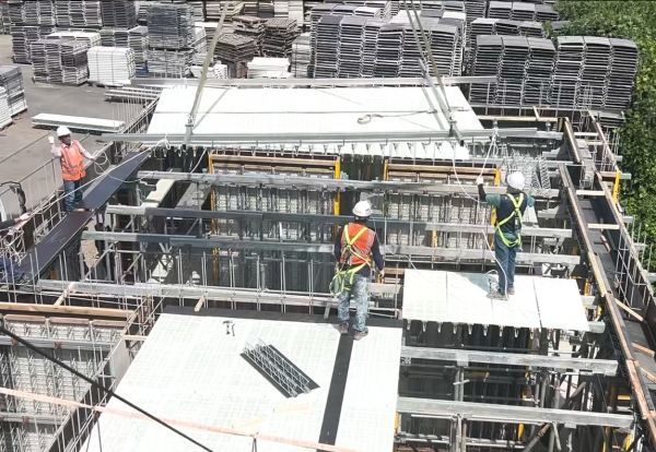 삼광선재의 ‘주동부 지하골조 슬래브 시스템’ 시공 현장. (사진=삼광선재)