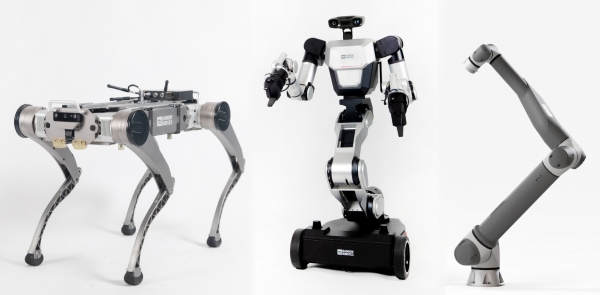 (왼쪽부터)레인보우로보틱스가 기존에 개발한 4족로봇, 이동형 양팔로봇, 협동로봇. (사진=삼성중공업)