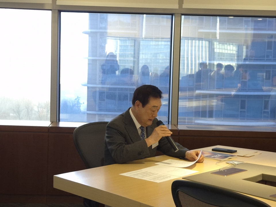 한국동기술연구조합 조시영 이사장이 개회사를 전하고 있다.