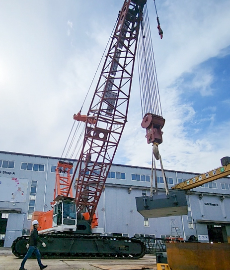 국산화 개발한 150톤급 지능형 크롤러 크레인. (사진=생산기술연구원)