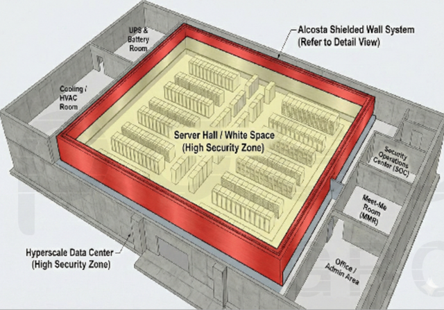 ▲ 포스코스틸리온의 ALCOSTA(붉은 부분)가 데이터센터에 적용된 ai 기반 생성 이미지